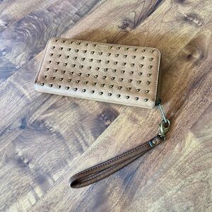 Fossil Brown Studded Wristlet